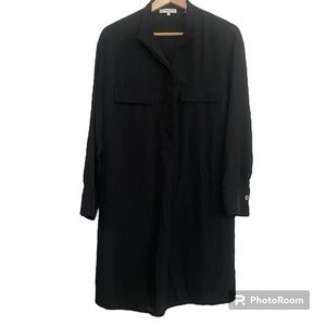 Vince Black Dress Long Sleeve Size XS Button Knee Length
